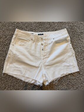 Target White Distressed High-Rise Jean Shorts